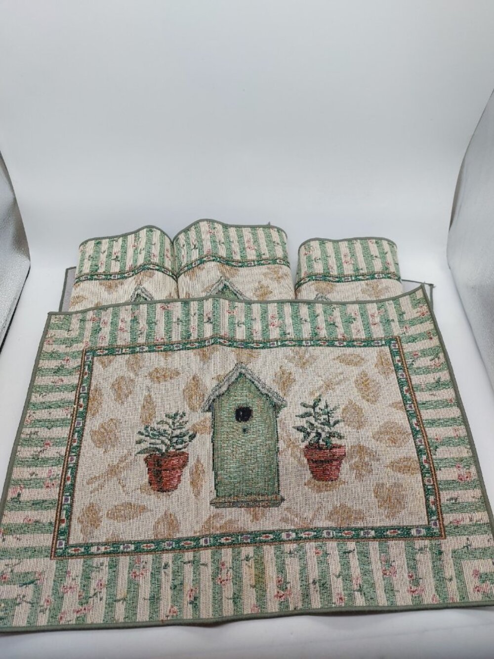 Pfaltzgraff Birdhouse Nature Pattern Tapestry Placemat Set of 4 Vintage